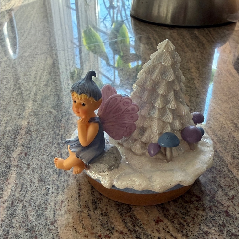 Charming Fairy Figurine with Tree and Mushrooms